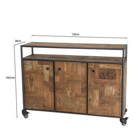 Buffet SIXTINE - Teck recyclé et acier noir