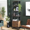 SIXTINE High Brown Bookcase 2 Drawers 4 Shelves Recycled Teak Wood