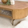 YSEULT - Oval Natural Wood Coffee Table with 4 Glass Drawers