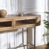 YSEULT - Natural Wood Rounded Console with 2 Glass Drawers