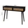 ANGELO Black Wooden Console Table with 2 Drawers and Cane Finish