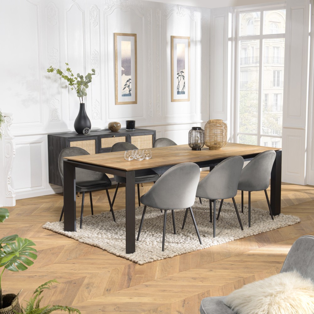 Table à manger MAXENCE en bois teck recyclé