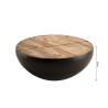 ROMAIN Round Black Coffee Table 68x68cm Mango Wood and Black Metal