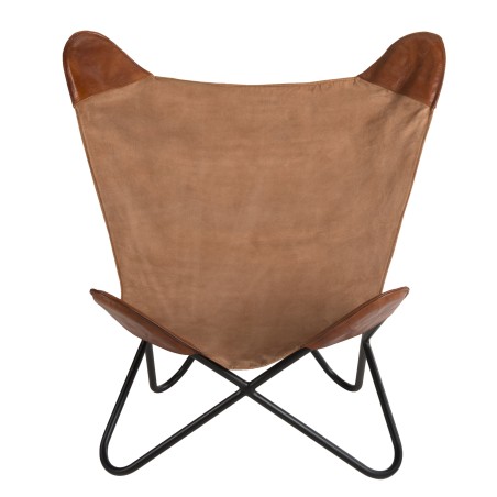 ROMAIN Butterfly Chair - Brown Canvas and Leather