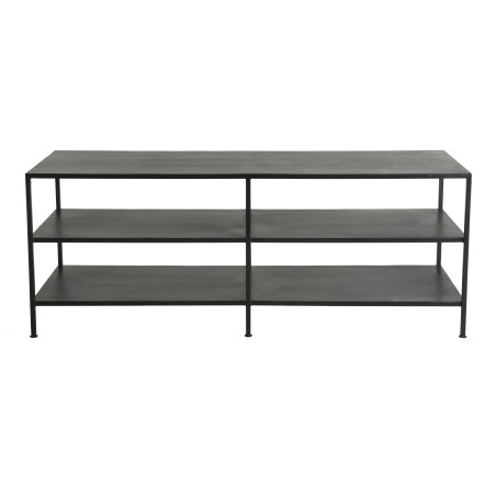 ROMAIN Black TV Stand with 2 Industrial Metal Shelves