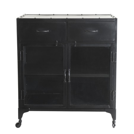 ROMAIN Industrial Black Metal Sideboard - 2 Doors, 2 Drawers