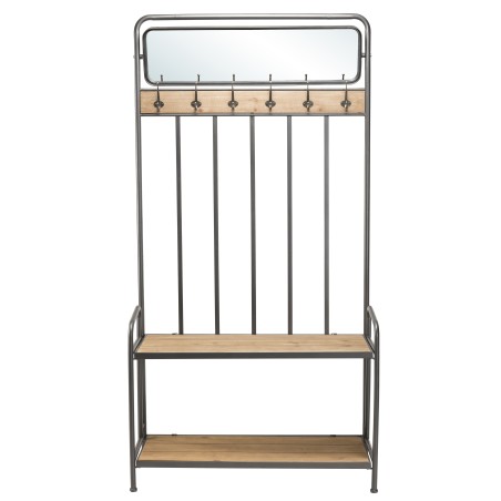 DORIA - Entryway Coat Rack with Mirror and 2 Shelves