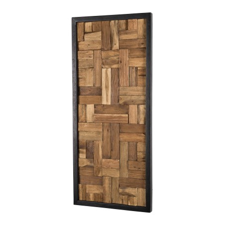 SAM - Décoration murale bois rectangulaire mosaïque Teck recyclé nature