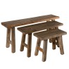 NORA - Set of 3 Nesting Benches Mahogany Wood - Vintage Style