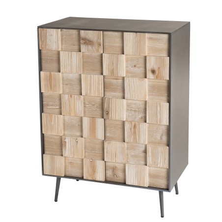 CARLA Sideboard 2 Doors Fir Wood and Metal Legs - Elegant Storage Solution