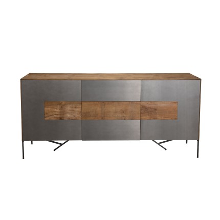 Buffet MAXENCE - Bois Teck Recyclé et Métal Gris Anthracite