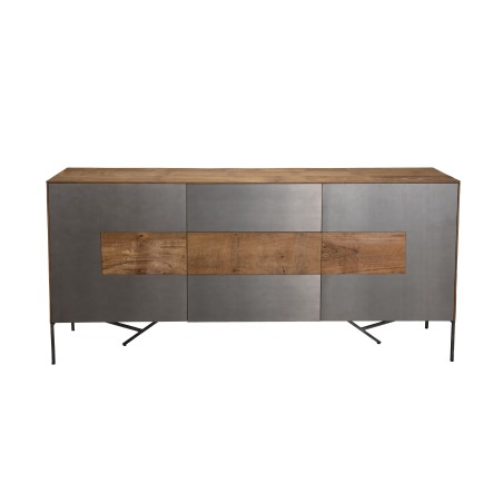 MAXENCE Sideboard - Recycled Teak Wood with Anthracite Grey Metal - Industrial Decor