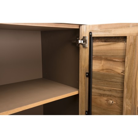 MAXENCE - Natural and Black Sideboard with 3 Doors | Recycled Teak Wood