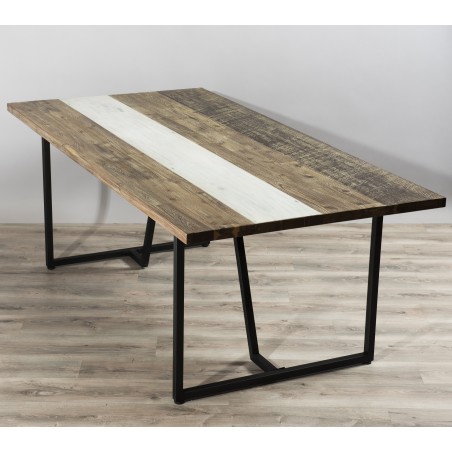 Table à manger LEANDRE 200x100cm bois acacia et acier noir