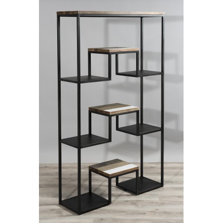 LEANDRE XL Black Shelf 100 x 170 cm - Acacia Wood and Steel