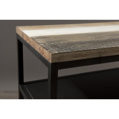 Console noire LEANDRE - Bois acacia et acier noir