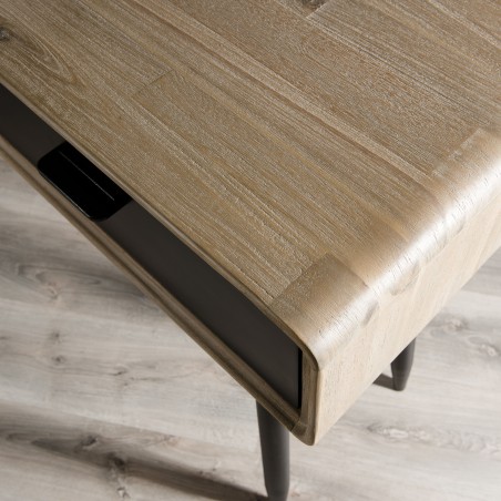 PALOMA Console - Acacia Wood and Black Metal 3 Drawer Console