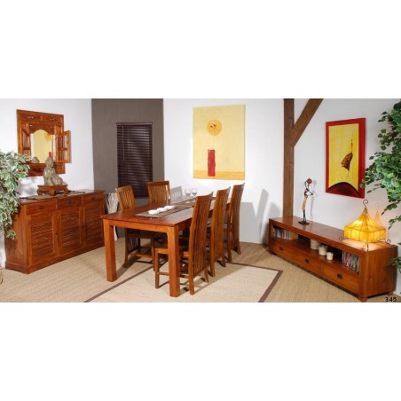API Brown 3-drawer Teak Wood TV Stand - Premium Solid Teak