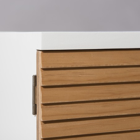 Meuble TV PEDRO - Bois clair et blanc