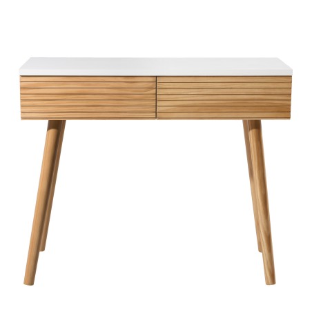 PEDRO Console Table - Light Wood and White 2-Drawer Console