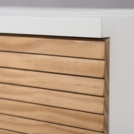 PEDRO Light Wood and White Bedside Table with Drawer