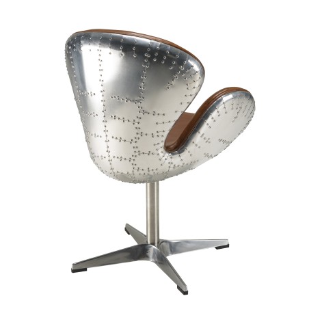 OCTAVE - NEVADA Vintage Brown Leather Armchair with Aluminum Legs