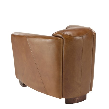 OCTAVE CHICAGO Vintage Brown Leather Armchair - Wooden Legs