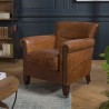 Fauteuil VERONE en cuir marron vintage - OCTAVE