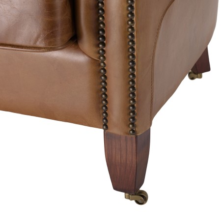 Fauteuil VERONE en cuir marron vintage - OCTAVE