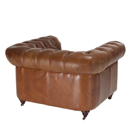 Fauteuil marron capitonné vintage OCTAVE
