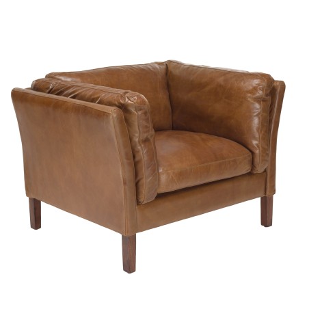 Fauteuil vintage en cuir marron OCTAVE MILANO
