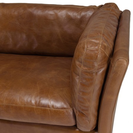 OCTAVE Vintage Brown MILANO 3-Seater Sofa - Wood Legs