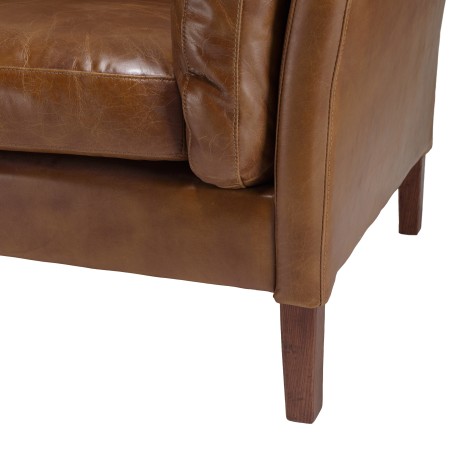 OCTAVE Vintage Brown MILANO 3-Seater Sofa - Wood Legs