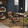 Fauteuil de bureau vintage OCTAVE en cuir marron et métal noir