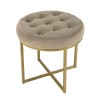 AGATHE Round Stool 41x41cm Taupe Velvet with Gold Metal Legs