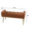 AGATHE Orange Velvet Bed Bench with Gold Metal Legs