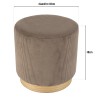 AGATHE Round Stool 40x40cm Brown Corduroy with Wooden Base