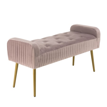 Banc de lit AGATHE velours rose poudré
