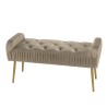AGATHE Taupe Velvet Bed Bench with Gold Metal Legs