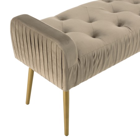 Banc de lit AGATHE en velours taupe