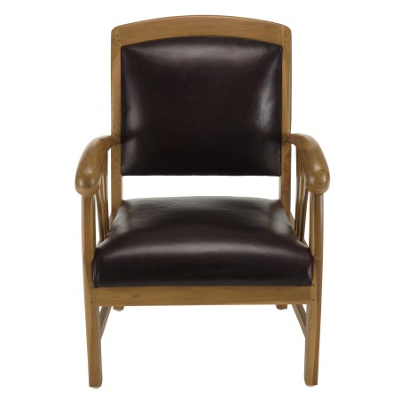Fauteuil teck et cuir marron WALLY