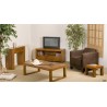 Modern Brown Teak Wood Console Table with 2 Drawers