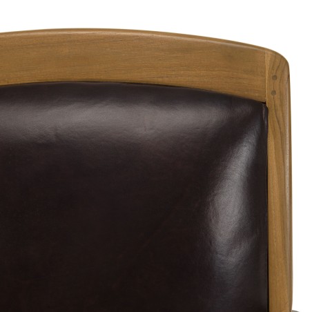 Fauteuil teck et cuir marron WALLY