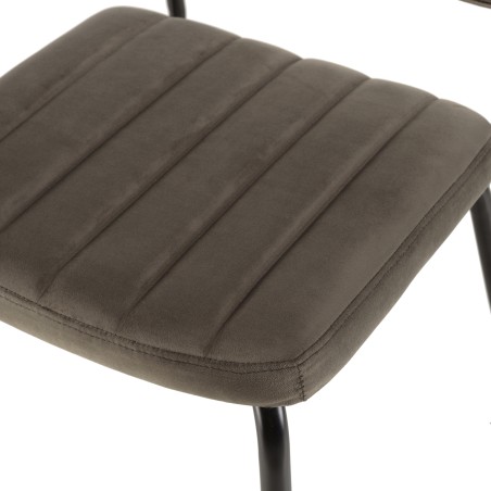 Chaise velours gris foncé AGATHE - Pieds métal noir