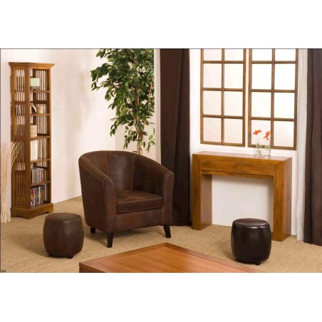 Modern Brown Teak Wood Console Table with 2 Drawers