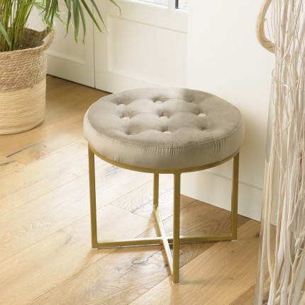 Tabouret rond AGATHE velours taupe 41x41cm