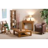 Modern Brown Teak Wood Console Table with 2 Drawers