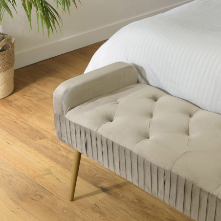 Banc de lit AGATHE en velours taupe