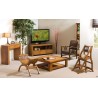 Modern Brown Teak Wood Console Table with 2 Drawers
