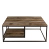 SIXTINE Square Coffee Table with Shelves 100x100cm - Recycled Teak, Acacia Mahogany, Black Metal